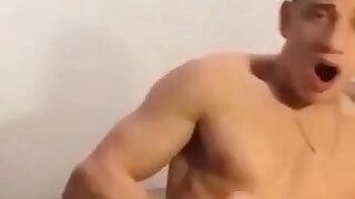 Muscular czech jerks off and cums on webcam