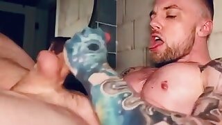 Covered in ink, now covered in cum.