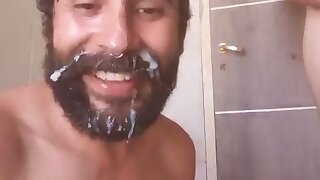 Constructors fucking and then cumming on face in new building bathroom