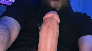 Hairy boy Evan playing with his dildo