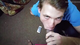 White boy sucking a big black cock
