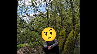 Outdoor wanking at the river&comma; almost caught