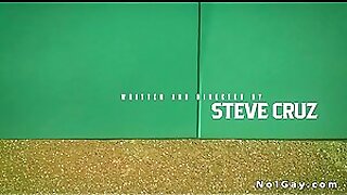 Hairy gays in an locker room threesome