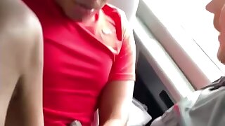 Fag fucked in a car