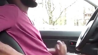 Hot guy cumming in his car