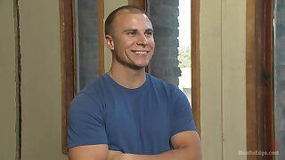 Muscled straight stud has his cock edged to the max!