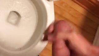 Jerking pff and cumming in the bathroom