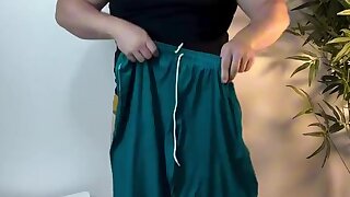 Hot thick guy putting on clothes