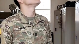 Watch this cute twink in his Army uniform.