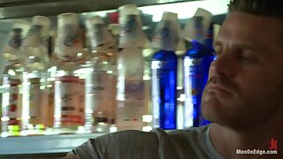Muscled bartender gets taken down, bound and edged