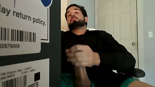 He jerks one out in the office until cumming all over his t-shirt