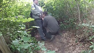 Chubby daddy gives him a taste of man