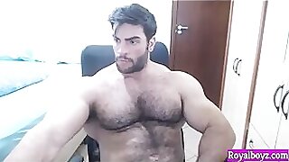 Beautiful, Hairy, Bodybuilder Flexing