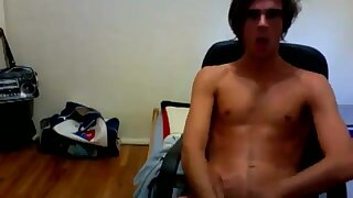 Young skinny guy huge cum on face and body