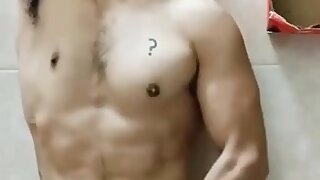 Hot guy in mesh underwear fucks a sex toy