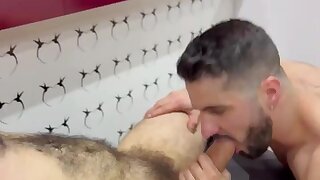 Bearded bottom getting his daily dose