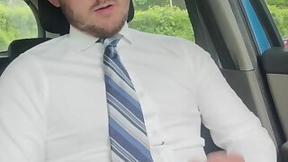 Daddy is horny in the morning so he needs to get a load out in his car before work