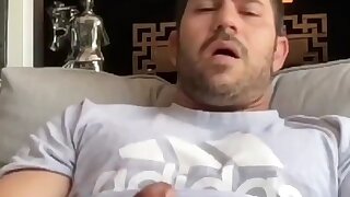 Wanker enjoying himself shoots his hot jizz
