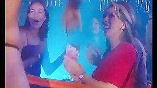 Latin male stripper in black leather Zorro outfit