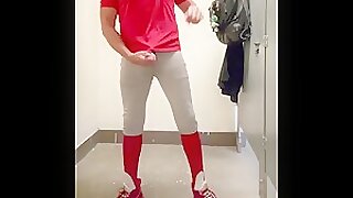 Alpha Baseball Jock Fun with JockDad87 in the Public Bathroom