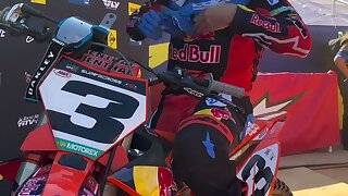 Watch this geared up rider get interviewed after a race.