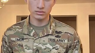 Watch this cute Army twink have some fun in uniform.