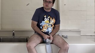 Jerking off in my building's shared laundry room while waiting for my load to finish