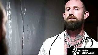 FISTING INFERNO - Twink Sub Gets Rough CBT from Dom Doctor and His Bearded Assistant