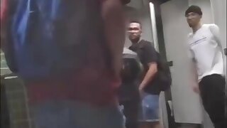 Hidden recording in a public cruising toilet.
