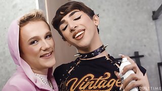 Femboy BFFs Get Stacked And Rammed