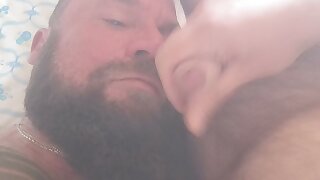 Cum in my beard and my face.