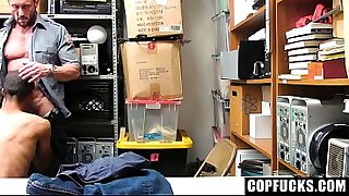 Perv Caught Fucking His GF in the Bathroom Gets Strip Searched and Fucked by Mall Security