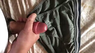 Watching porn spunk on dirty briefs